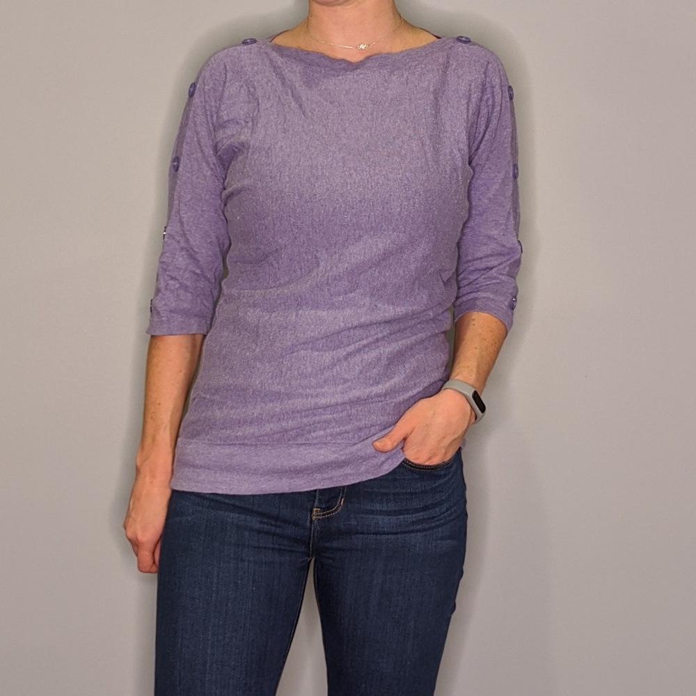 The Limited | Purple Button Sleeve Dolman Sweater